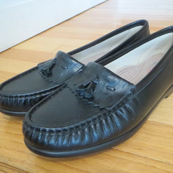 Women's Black SAS Penny Loafers Wedges Slip On Shoes Size 10 M EUC - Picture 8 of 10